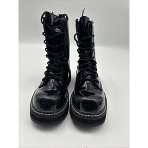 Avenger Fortune Work Boots Patent Women's Sz 6 Black Combat Lace Up Grunge Punk